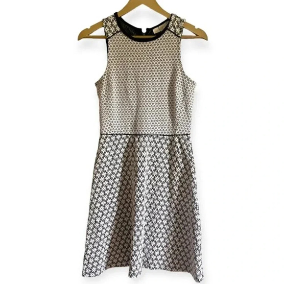 Ann Taylor LOFT Black and White Fit and Flare Dress - Picture 1 of 15
